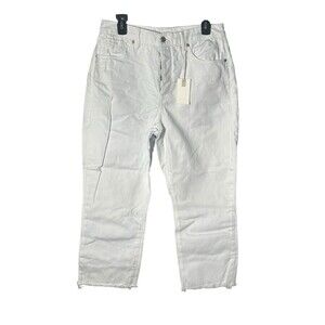 NWT Good American Size 10 White Good Boy Button Fly Cropped Jeans‎ Altered #J9-5